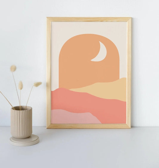 Boho Sand Dunes Moon Print