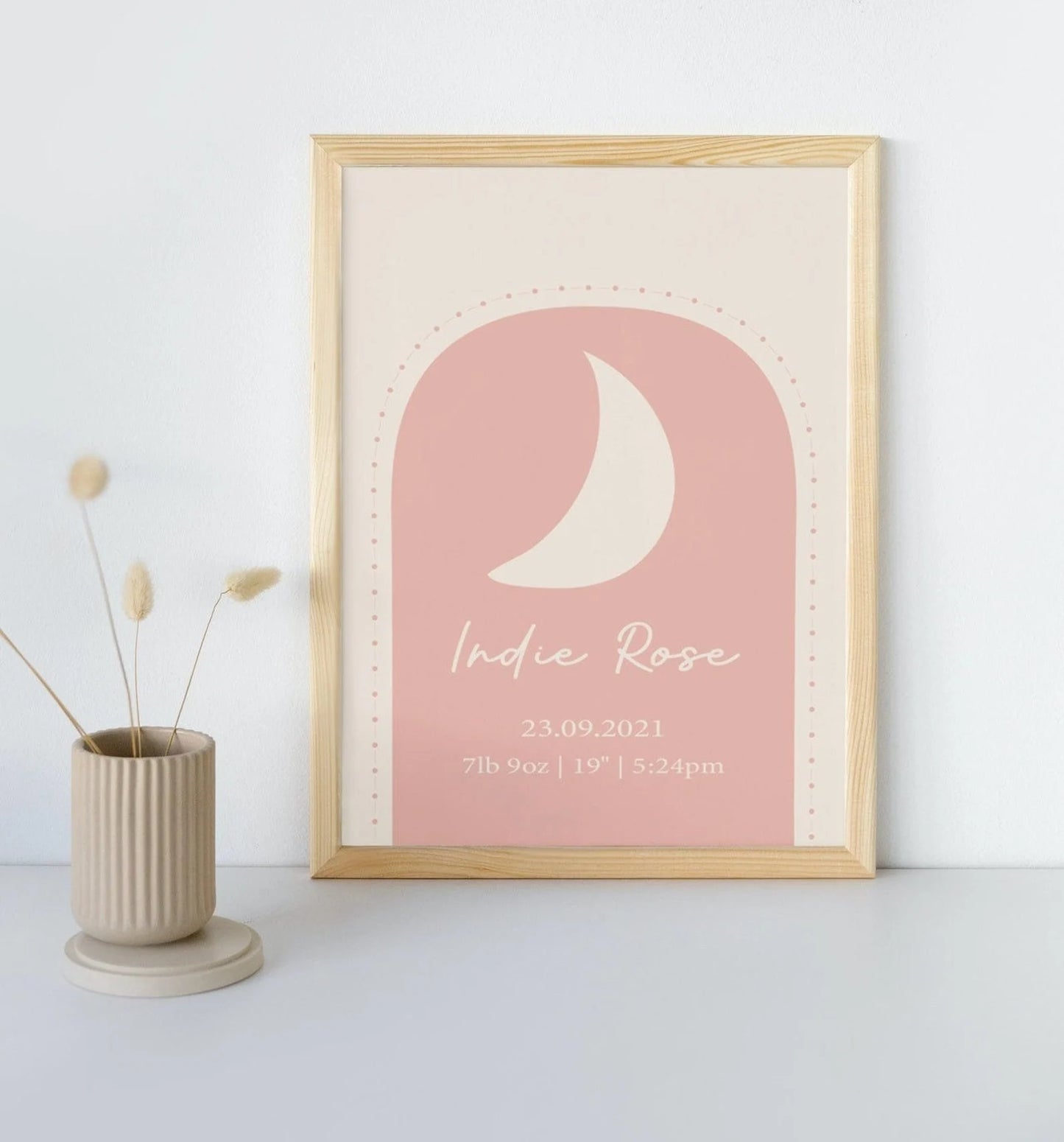 Baby Birth Announcement Moon Print