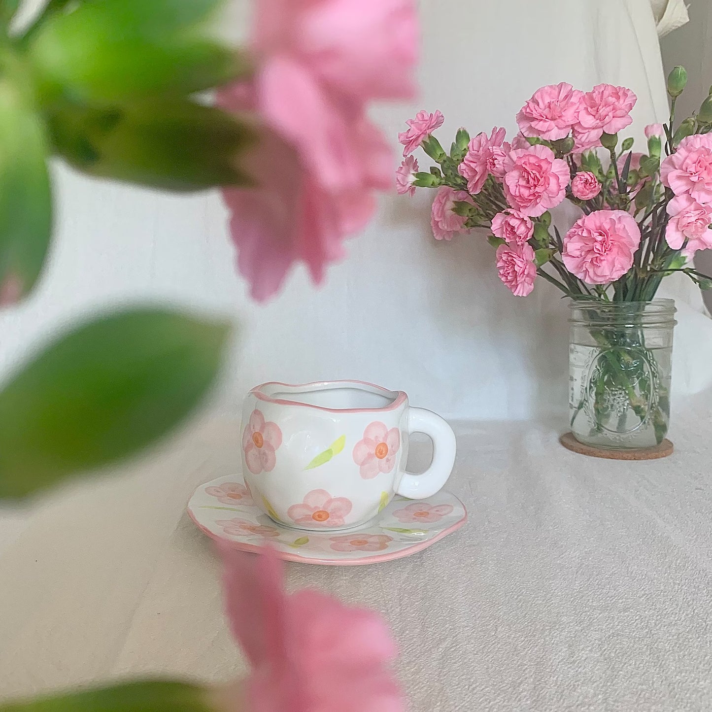 Hand Pinched Flower Mug