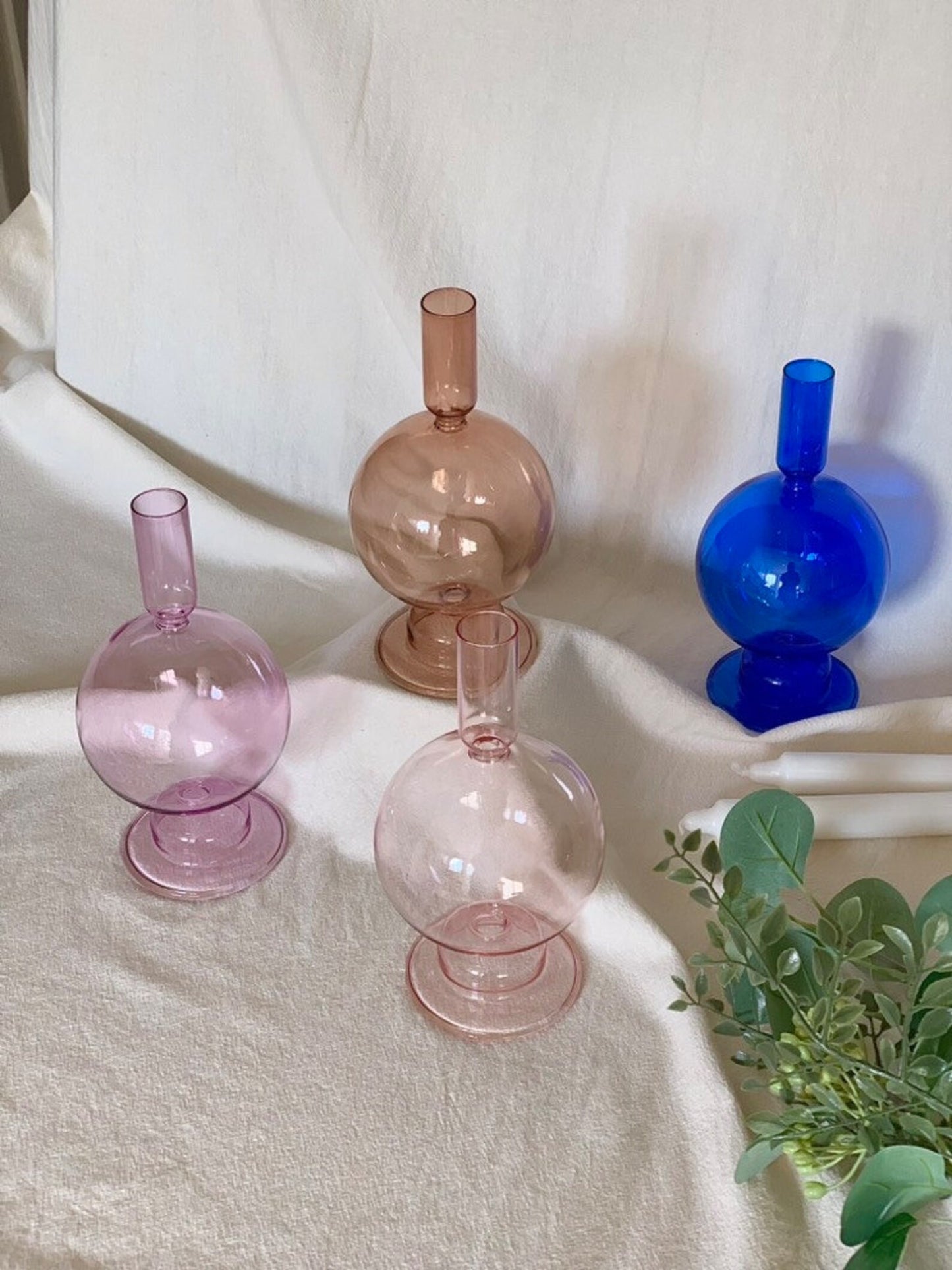 Bubble Coloured Glass Candle Holder