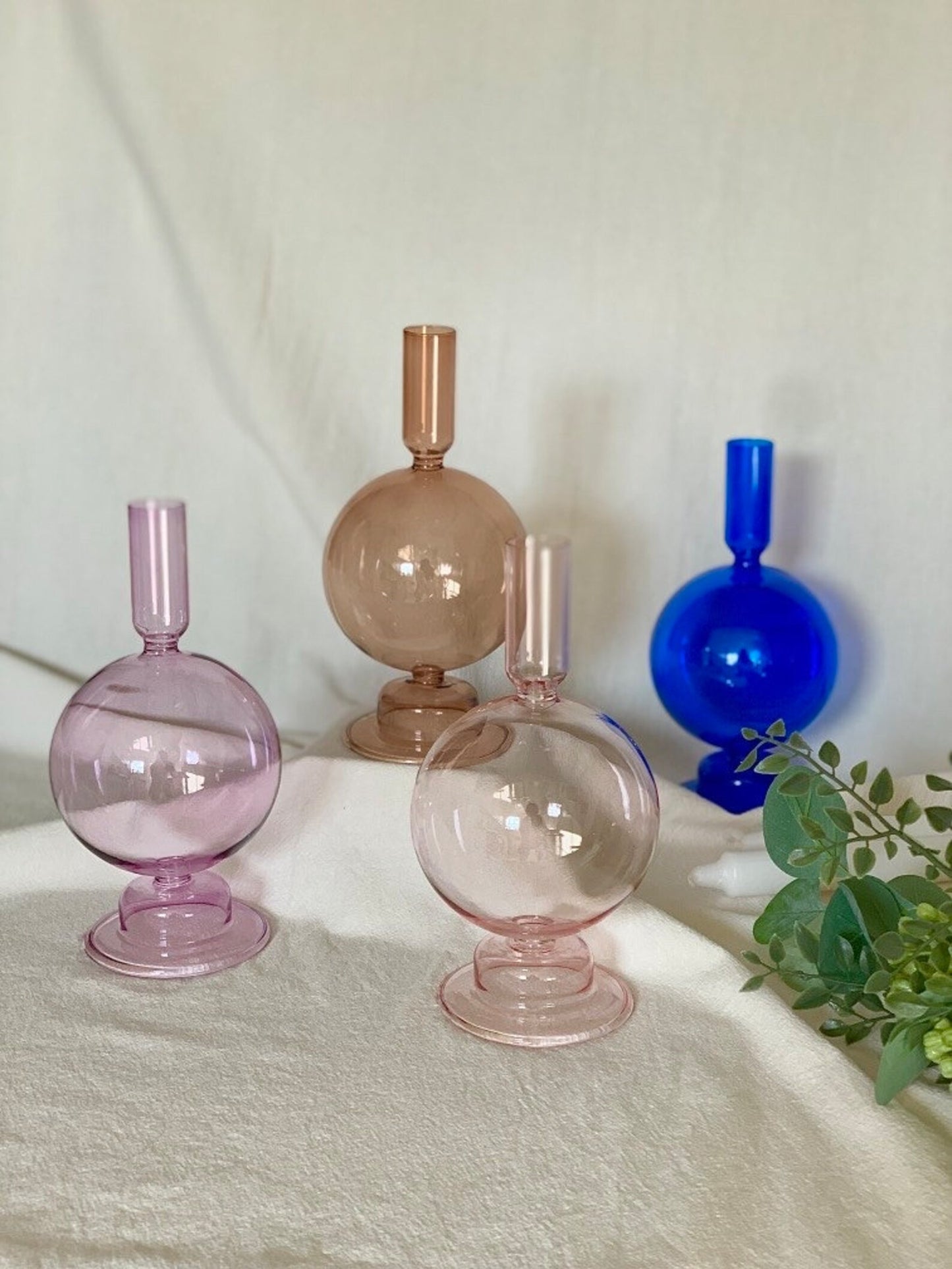 Bubble Coloured Glass Candle Holder