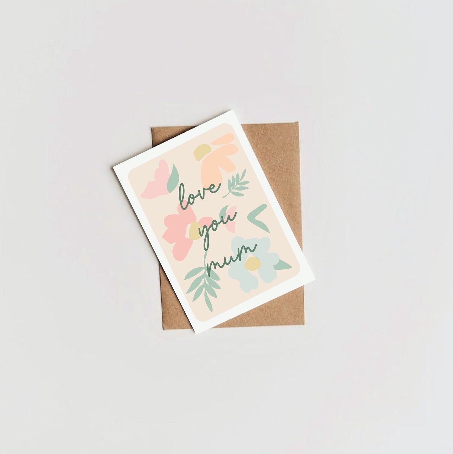 Love You Mum Pastel Floral Mothers Day Card