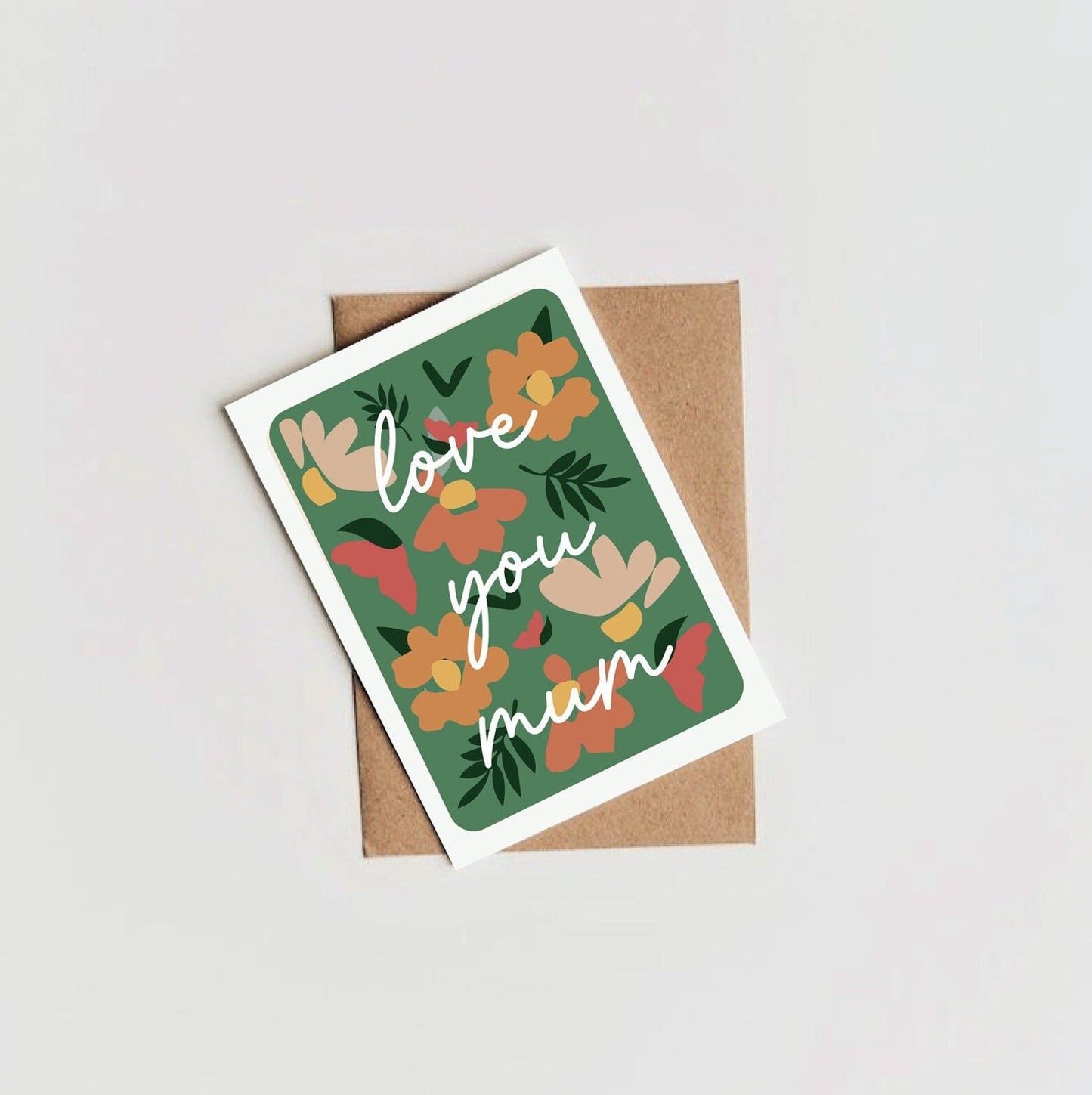 Love You Mum Green Floral Mothers Day Card