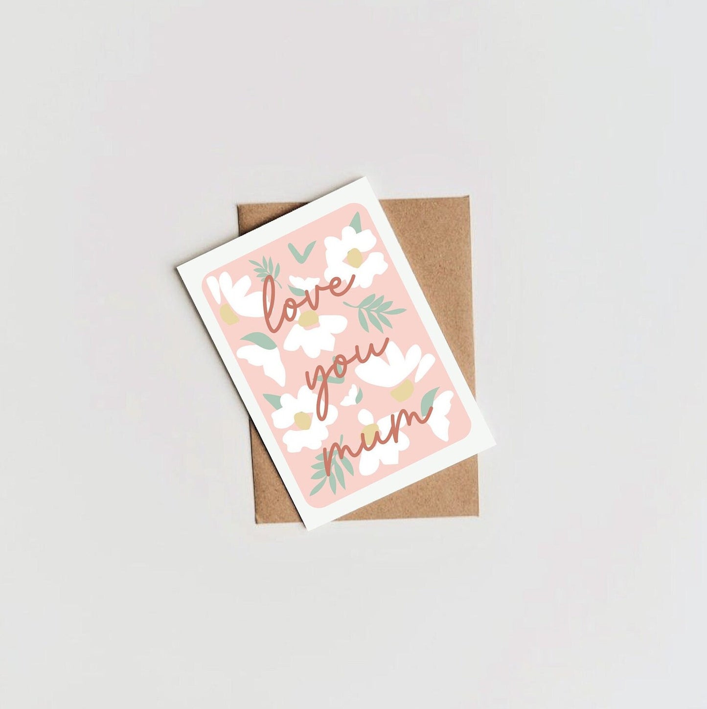 Love You Mum Pink Daisies Floral Mothers Day Card