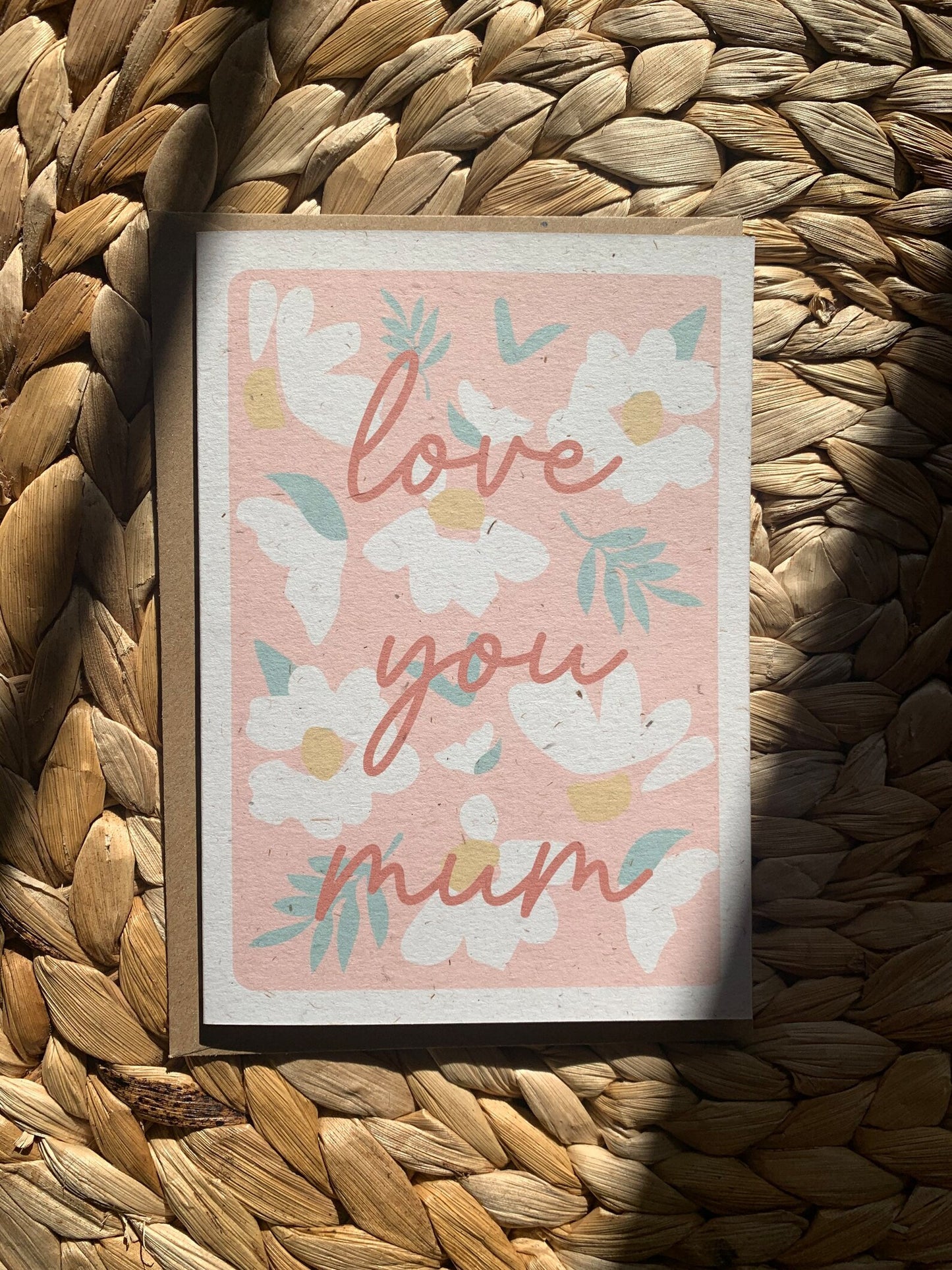 Love You Mum Pink Daisies Floral Mothers Day Card